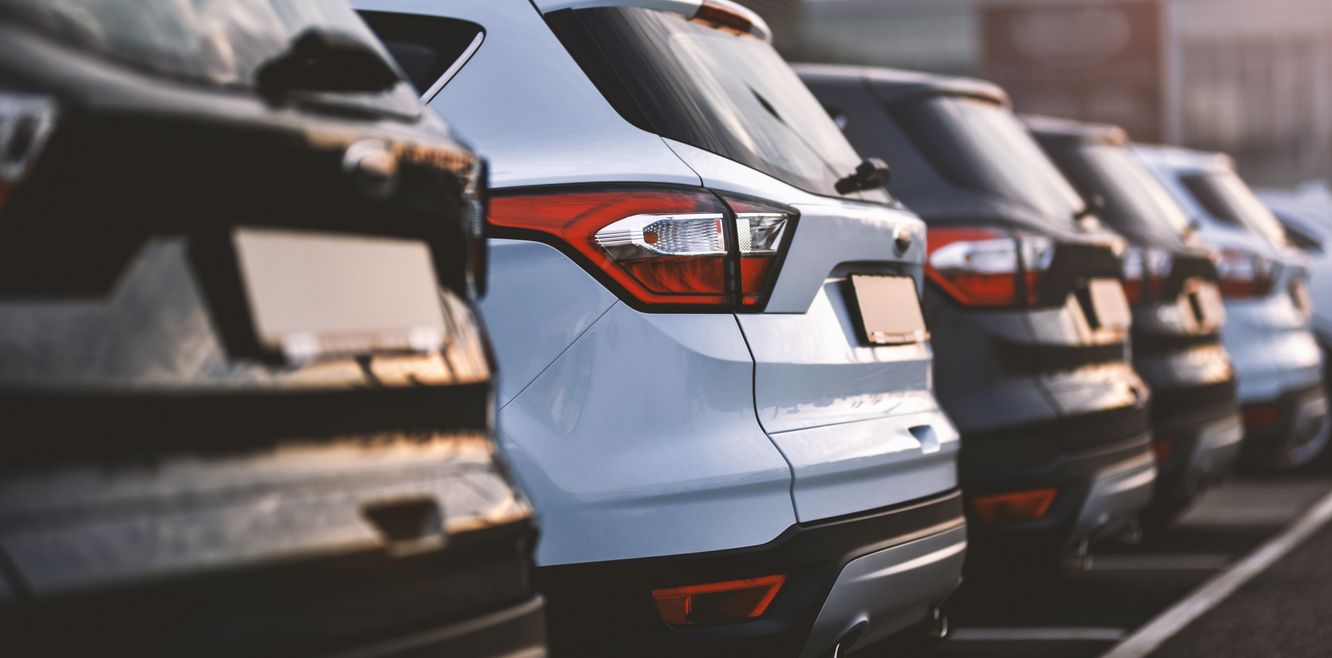 Parked rental cars