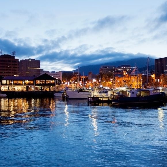 Sunset at the Hobart waterfront.